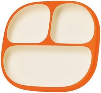 thyseed Toddler Plates Food Grade Silicone Baby Plate 3 Compartments Dishes 6+ Months 1 Pack Orange