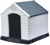 Furbulous Dog Kennel Outdoor Indoor, Large Plastic Dog Crate Puppy Pet House Weatherproof Outside, Slate Roof (Height - 82cm)