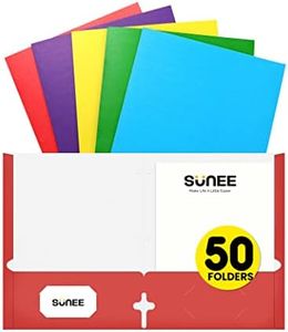 SUNEE Folders with Pockets 3 Hole Punched(50 Pack, Assorted Colors), 2 Pocket Folders Fit Letter Size Paper, Paper File Folder for School Office Home Bussiness