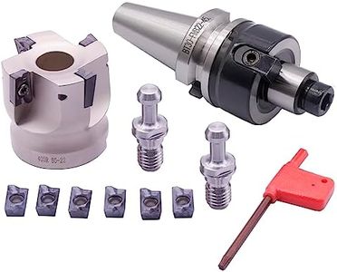 BT30-FMB22-45 Shank Face End Mill Arbor and 400R 50MM CNC End Milling Shell Cutter with 10Pcs Black APMT1604 Carbide Inserts, 2pcs BT30-45° Pull Studs and T15 Wrench
