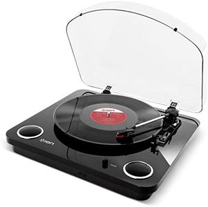 ION Audio Max LP Black |Three Speed Vinyl Conversion Turntable with Stereo Speakers, USB Output to Convert Vinyl Records to Digital Files and Standard RCA & Headphone Outputs