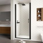 ACE DECOR 30" W x 72" H Frameless Pivot Shower Door, 1/4" (6mm) Clear SGCC Tempered Glass Shower Door, Pivot Swing Shower Glass Door in Matte Black Finish, Reversible Installation