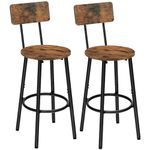 HOOBRO Bar Stools Set of 2, Breakfast Bar Stools, Kitchen Stools with Backs and Footrest, High Bar Chairs for Dining Room, Party, Rustic Brown EBF32BY01G1