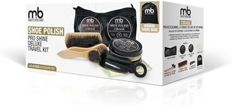 M&B Pro Shine Deluxe Care Kit for Leather Shoes | Contains Black & Brown Shoe Polish, Polishing Cloth, Horsehair Shine Brush, 2 Horsehair Dauber Brushes, Shoehorn, Travel Case, Shoe Bag (22227)
