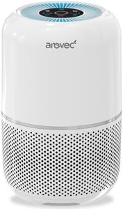 AROVEC Air Purifier Smart True HEPA Filter, CADR 160 m³/h, Air Cleaner for Allergies, Pets, Pollen, Dust, Odour Eliminators for Bedroom, Air Quality Sensor, 2-Yr Warranty, White