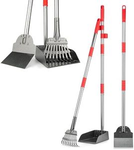 FUSBUNTY Pooper Scooper, Long Handle Dog Pooper Scooper, Heavy Duty Stainless Steel Rake with Tray & Spade Set for Pet Waste Removal, for Grass, Dirt or Gravel