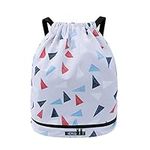 Risefit Waterproof Drawstring Backpack, Swimming Travelling Shopping Gym Bag Nylon Sports Backpack for Men Women Girls Boys (Triangle)