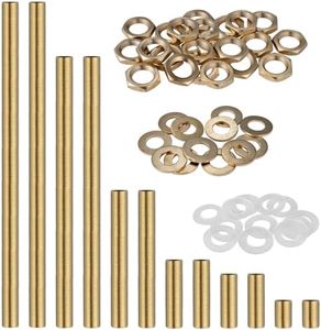 Lamp Repair Hardware,Raw Brass Material Threaded Pipe Lamp Rod,Brass Lamp Assembly Assortment Including 10" Lamp Pipe Nipples,Washers & Locknuts