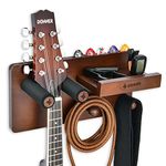 Donner Guitar Wall Mount Shelf Guitar Wall Hanger with Storage Shelf, Pick Holder and 2 Hook Guitar Wood Hanging Rack for Electric Guitar, Acoustic Guitar, Bass Guitar, Guitar Accessories