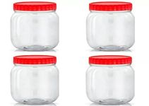 Sunpet J0300 300ml Small Plastic Food Storage Canisters, Red, Pack of 4 x 300 ml