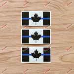 Thin Blue Line Police Canada Canadian Flag Decal Sticker Vinyl - 3 Pack Reflective, 3 Inches - for Car Boat Laptop Window