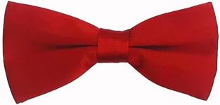 YUESUO Men’s Classic Pre-Tied Formal Tuxedo Polyester Bow Tie, Double-layer Adjustable Length Multi-color Option for Wedding Party, Graduation, Dating, Ceremony (Red)