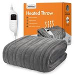 VonHaus Heated Throw Blanket – Electric Over Throw Fleece Blanket with Digital Control – Large Size 160 x 130cm, 9 Heat Settings, 9 Hour Timer, Safety Shut Off, Machine Washable, Soft Material – Grey