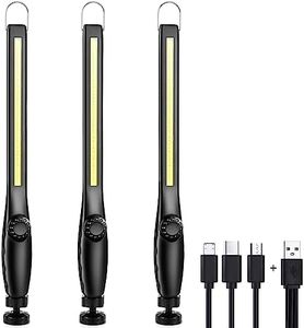 Linterna Taller Trabajo Led Recargable Mecanico Lampara Coche Portatil Luz de Trabajo COB con Iman Base Magnética 360º Gancho Colgante Profesional para Coche Autos Inspeccion 【3 Piezas】