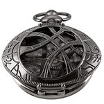 Tiong Doctor Strange Black Hollow Eye Shape Quartz Pocket Watch, Men's Pocket Watch with Chain, Quartz Pocket Watch Jewelry Pendant Necklace Chain