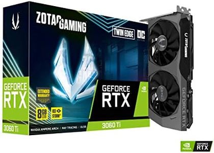 ZOTAC Gaming GeForce RTX™ 3060 Ti Twin Edge OC LHR 8GB GDDR6 256-bit 14 Gbps PCIE 4.0 Graphics Card, IceStorm 2.0 Advanced Cooling, Active Fan Control, Freeze Fan Stop ZT-A30610H-10MLHR