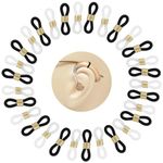 30pcs Hearing Aid Retainer for Eyeglass Users Hearing Aids Glasses Connectors Attachment Loop Anti-Lost Hearing Aids Holder Accessories for Adults Seniors (White/Black) (Golden Ring)