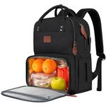 MATEIN Laptop Lunch Backpack, 15.6 Inch Picnic Backpack with Laptop Compartment, Rucksack for Men Women with USB Port, Insulated Cooler Lunch Bag for Camping Travel Business Work, Black