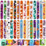 Acuiwer Halloween Slap Bracelet 24 PCS Slap Wrist Bands Bulk for Kids Party Bag Fillers Flavors Gift for Girls Boys Halloween (Halloween-5)