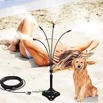 UR FOREST Updated Standing Misting Cooling System 26.2FT (8M) Misting Line + 4 Brass Misting Nozzles,2 Height Option, Stand Mister Hose for Outside Outdoor Patio, Pet Cooling, Kids Water Playing