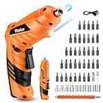 Vastar Cordless Electric Screwdriver Set, 3.7V Rechargeable Screwdriver Kit with 48pcs Accessories, Dual Position Handle, Battery Indicator, LED Light, USB Rechargeable, Power Drill for Home DIY