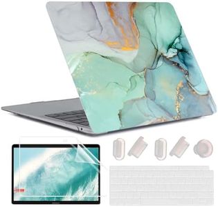 MUSHUI Funda para MacBook Air 13 Pulgadas M1 A2337 A2179 A1932, 2020 2019 2018 Touch ID, Súper Delgada Plástico Carcasa Rígida & Cubierta de Teclado & Protector de Pantalla, Mármol Verde