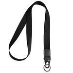 Vicloon Lanyard Neck Strap, Badge Lanyards, Neck Leather Lanyard Polyester Neck Strap with Olecranon Buckle Detachable Lanyards for ID Badge Holder Keys Phone (Black)