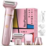 Bikini Trimmer Women, 3-in-1 Painless Lady shavers for Women with Ceramic Blades & IPX7 Waterproof Design, Rechargeable Cordless Electric Razor for Women for Legs, Underarms, Face & Bikini Line