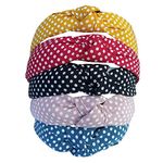 FOK Makeup Facial Yoga Purpose Elastic Velvet Strip Headband (Polka Dot_Multicolor)