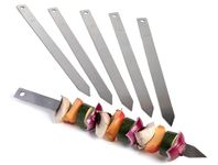 JD Europe 6pcs Turkish Adana Kebab BBQ Skewers. Stainless Steel Flat Wide Barbecue Skewers Length 41cm, Width 2.5cm and 2mm Thick