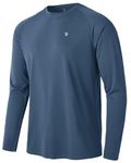 TBMPOY Men's Hiking Shirts Waterproof Dry Fit Athletic T-Shirts SPF Long Sleeve Safari Shirts Outdoor Work Swim Fishing Tops, 14-blue Grey, Large