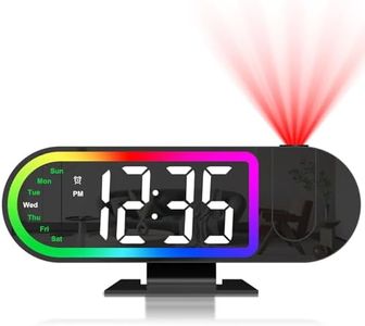 Projection Alarm Clock, 8.5 '' Digital Clock with 180° Projector, 17 RGB Ambient Lights, 3 Adjustable Screen Brightness & Night Mode, USB Powered Projector Clocks for Bedrooms Home