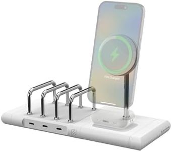 Scosche BaseLynx 2.0 Modular Charging Station with 15W MagSafe Wireless Charger Stand, 5W Charging Pad for AirPods Pro and 3 Port 60W USB-C Multi Device Fast Phone Charger Compatible with Apple iPhone