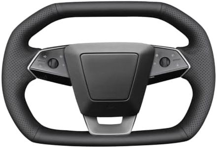 MEWANT Stitch On Custom Fit Steering Wheel Cover for Tesla Cybertruck | Custom Fit for Tesla Cybertruck 2023-2025 Semi-Aniline Leather For Heated Wheels Breathable Durable