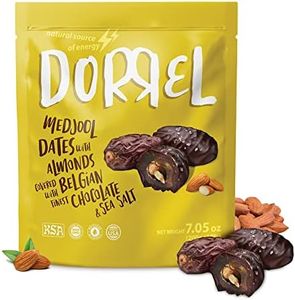 Dorrel Belgian Dark Chocolate Covered Medjool Dates Stuffed with Salted Almonds, Nutritious and Tasty Dark Chocolate Almond with Sea Salt, High-Energy Snack, Non-GMO, Kosher,