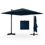 TANGKULA 9.5 FT Cantilever Patio Umbrella, Outdoor Square Offset Umbrella with 360°Rotation, Heavy Duty Patio Hanging Umbrella with Cross Base for Garden Deck Pool Backyard (Navy)