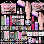 Nail Kit for Beginners with Everything: Practice Nail Hand Acrylic Set Professional Powder Liquid Starter Kits with Drill