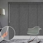 Yoolax Manual Sliding Panel Track Blind 100% Blackout Custom Wand Control Vertical Blinds for Sliding Door Large Windows(Blackout Fabric-Dark Grey)