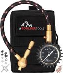 Boulder Tools Heavy Duty Rapid Tire Deflator & Molle Pouch - Precision Release Button Air Down Offroad Kit - Glows in Dark, Bonus: Valve Caps, Cores, Repair Tool | Quickly Deflate 4x4 Off Road Tires