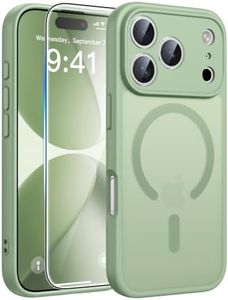 FNTCASE for iPhone 17 Pro Case: Translucent Light Moss Slim Cases Compatible with MagSafe, Full Camera Protection & Tempered Glass Protector, 14FT Military Grade Drop Tested, Matte Skin-Friendly