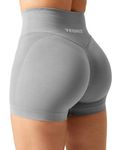 YEOREO Scrunch Workout Shorts Women Butt Lifting 3.5" Seamless V Waist Amplify Shorts Sport Gym Shorts Light Grey Small