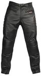 Skintan Mens Genuine Leather Top Grain Cowhide Padded CE Armoured Motorcycle Biker Classic Touring Motorbike Trousers Jeans Pants in Black Size Waist 38 Inside Leg 31