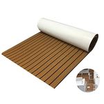 EVA Foam Boat Flooring Sheet for Yacht Marine Faux Teak Decking Carpet 94.5''×35.4'' Non Skid Mat with Adhesive (Light Brown_Black Stripes)