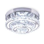 CXGLEAMING 10" LED Modern Crystal Chandelier Ceiling Lights Living Room Light Fittings Ceilings Lights for Bedroom Chandelier 2-Tiers Round Kitchen Hallway Light Ceiling,Cool White