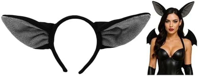 Nicky Bigs Novelties Soft Adult Black Bat Ears Headband - Cute Animal Ears On Headband - Halloween Cosplay Costume Accessory