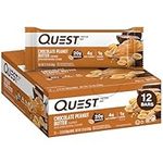 Quest Nutrition Protein Bar, Chocolate Peanut Butter, 20g Protein, 2.1oz Bar, 12 Count, Brown