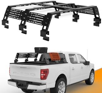 MELIPRON Adjustable Overland Truck Bed Rack Fit for Ford F-150, Ford Ranger, Ram Silverado 1500, Silverado 1500/GMC Sierra 1500, Nissan Titan, Nissan Frontier Without Bed Rails