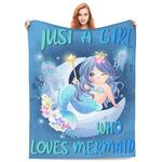 VODRM Mermaid Blanket Gifts for Kid Women Just a Girl Who Loves Mermaids Soft Warm Lightweight Cozy Cute Cartoon Fish Tail Lover Throw Blankets for Bed Living Room Sofa Couch Decor 50x60in