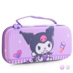 HYPERCASE Purple Carrying Travel Bag for Nintendo Switch or OLED, Cute Hard Shell Switch Case for NS/OLED Console, Joycon Grip, Accessories Storage, with 10 Card Slots & 2 Thump Caps - of Kuromi