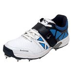 ZIGARO Soccer White Blue Men's Full Spikes Shoes